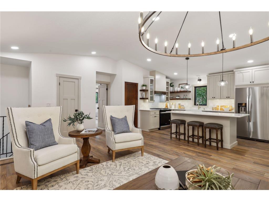 Kitchen and living area from a Minnesota home listing